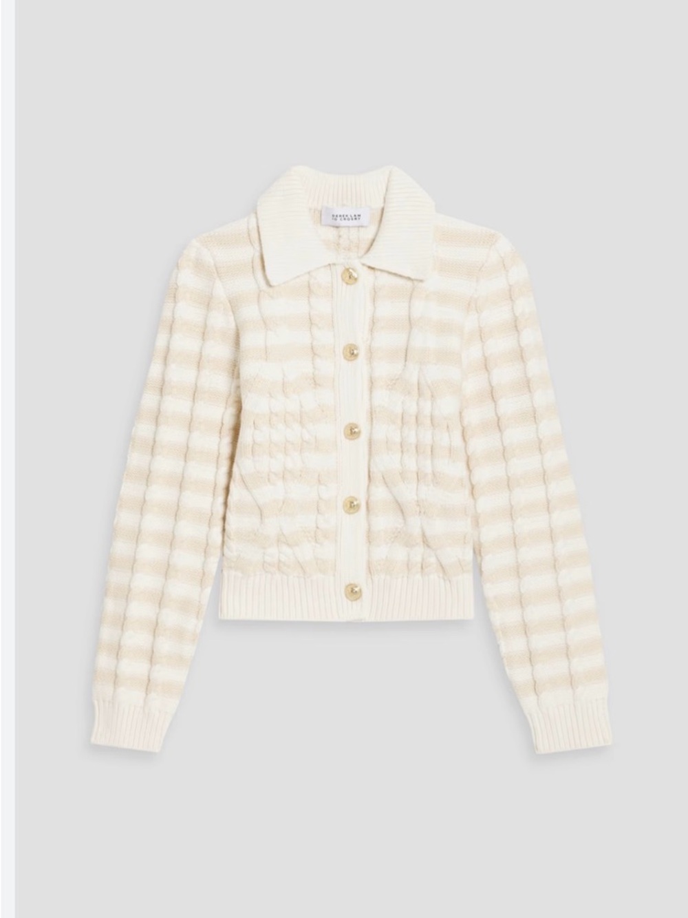 Derek Lam Cream Beige Striped Knit Cardigan Jacket